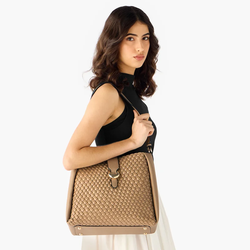 Luella Grey Woven Shoulder Bag in Tan for Women
